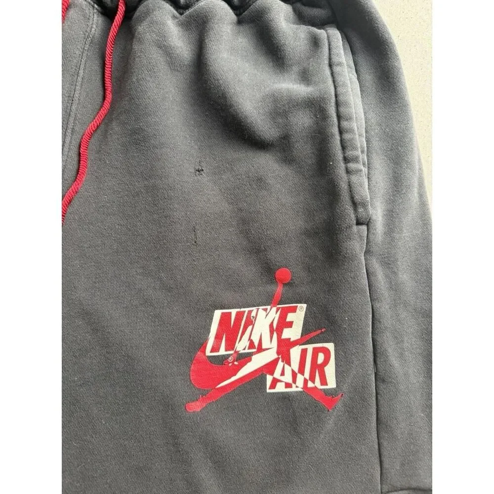 Jordan Shorts Mens Large Black Jumpman Classics Nike Air Fleece Logo Sweat
